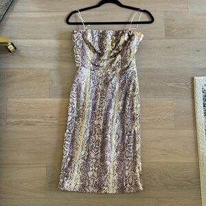 Snake Print Strapless Dress